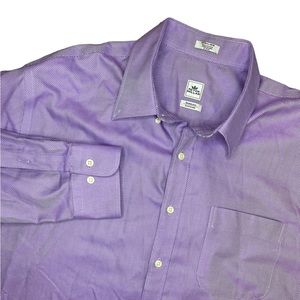 Peter Millar Nanoluxe Men XL Purple Textured Shirt Button Down Long Sleeve.